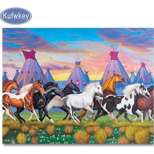 New hot Full square round diy 5d diamond painting india horse pattern mosaic 3d diamond embroidery sale animal wall decoration