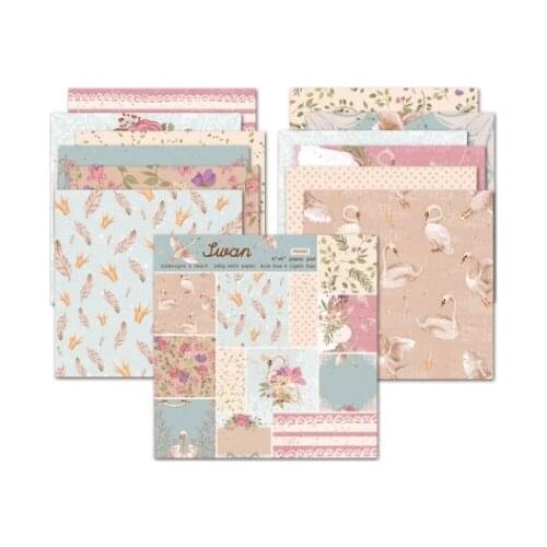 New Swan Scrapbooking paper pack of 24 sheets handmade craft paper craft Background pad