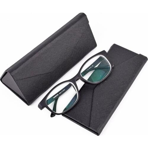 Foldable Triangle Stable Eye Glasses Case leather Strong Sunglasses Holder Box Eyewear Accessories Pocket Portable