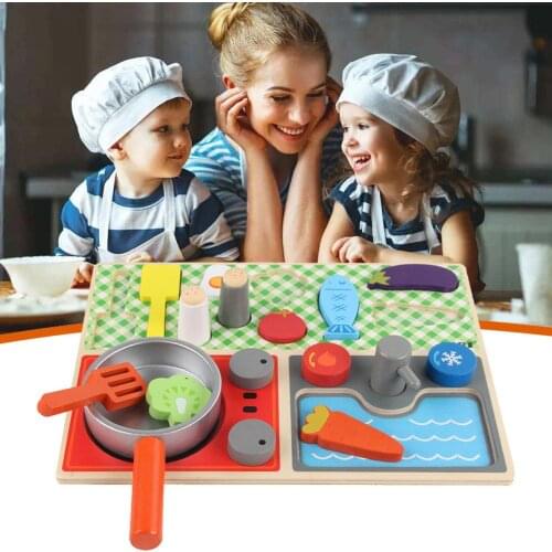 Wooden Kitchen Simulation Cooktop Play House Toys Set Pretend Play Set Educational Toys Childrens Puzzle Toys For Girl Boys