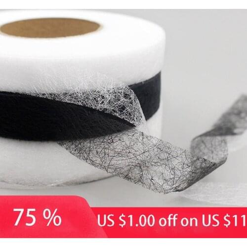 Double Faced Adhesive Fabric Tape White Black Patchwork Interlinings Iron On Melt Omentum DIY Clothing Sewing Accessories