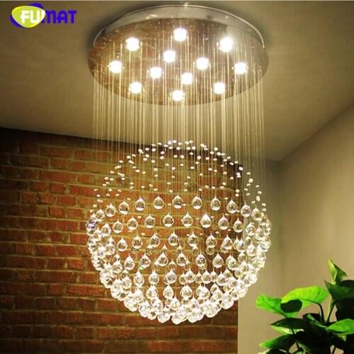 FUMAT K9 Crystal Stair Chandeliers Indoor Creative Spiral Suspension Lightings GU10 LED Hotel Villa Fashion Large Chandeliers
