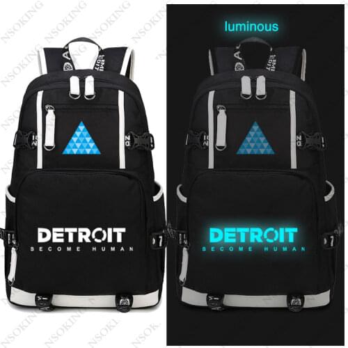 Hot Game Detroit: Become Human Backpack Cosplay Canvas Bag Luminous Schoolbag Travel Bags
