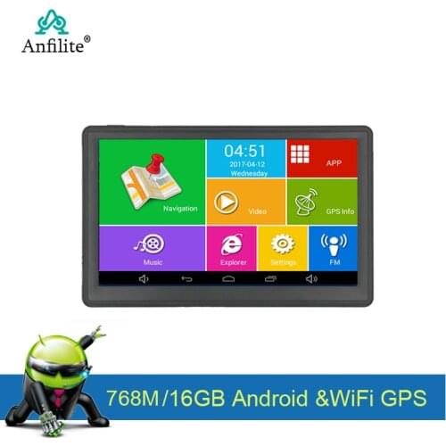 Anfilite 7 inch Capacitive screen DDR 512M ROM 16GB car GPS Navigation Android 4.4.2 WIFI truck gps navigator with rear camera