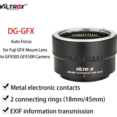 Viltrox DG-GFX 45MM Lens Auto Focus Macro Extension Tube Lens Adapter Ring for Fuji GFX 50S 50R GFX G Mount Medium Format Camera