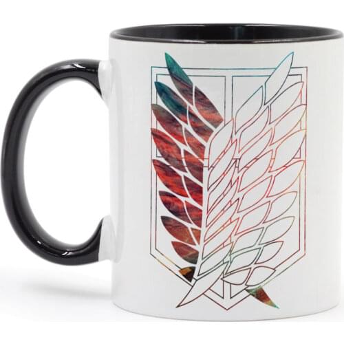 Attack On Titan Badge Logo Mug 11oz Coffee Ceramic Milk Tea Cup Boy Friends Gift