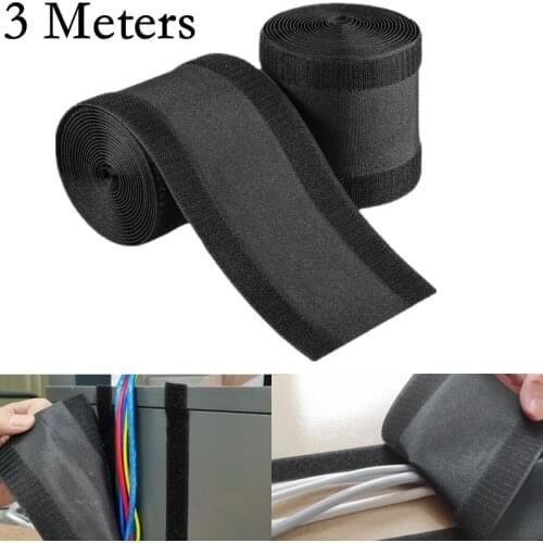 Hook And Loop Cable Organizer Sleeve Adjustable Wire Cover Floor Carpet Cord Management For Office Home Organization 1m
