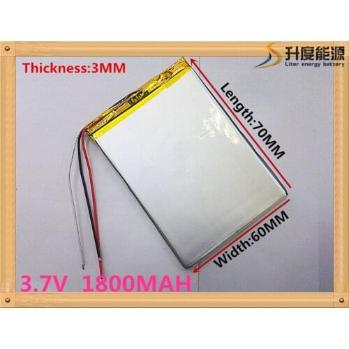 3.7V 1800mAh Lithium Polymer LiPo Rechargeable Battery cells power For PAD GPS Vedio Game E-Book Tablet PC Power Bank 306070