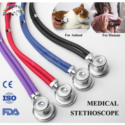 Medical Stethoscope Phonendoscope Double Dual Head Colorful Multifunctional Stethoscope for Human Dog Cat Veterinary Tools