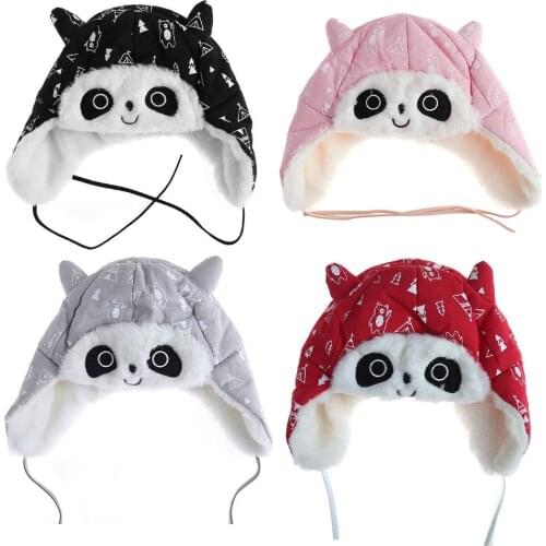 Lovely Baby Animal Panda Fleece Hats Kids Winter Warm Earflap Caps Autumn And Winter Hat Baby Ear Cap Plush Thickened Hat