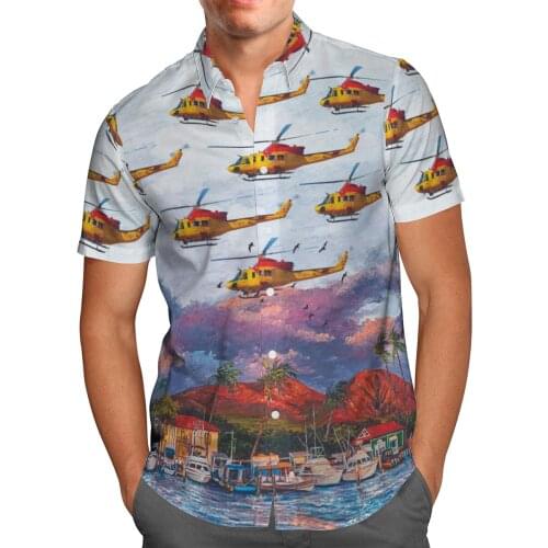 Helicopter 3D Beach Hawaiian 2021 Summer Mens Shirt Short Sleeve Shirt Streetwear Oversized 5XL Camisa Social Chemise Homme-811