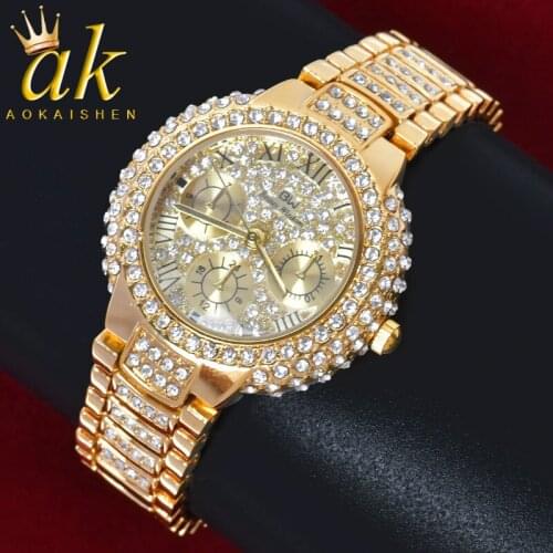 2020 For Mens Watch Small Dial Military Quartz Clock Gold Color Copper Hip Hop Jewelry