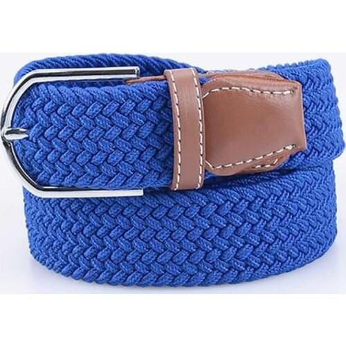 Men Leather Braided Elastic Stretch Cross Buckle Casual Belt Waistband New F05
