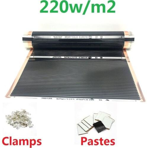 AC220V Infrared Underfloor Heating Film 220w/m2 Warm Mat with Clamps Insulation Pastes
