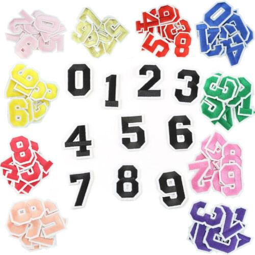 Number Patch Sticker Iron on Clothes DIY Heat Transfer Applique Embroidered Applications Cloth Fabric Number Patches Decoration