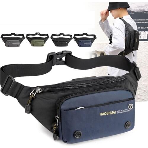 Men Nylon Fanny Waist Pack Hip Messenger Chest Bag Waterproof Multi-purpose Travel Male Sling Chest Pack Bum Belt Bags