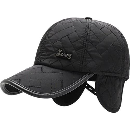 New Winter Mens Thick Warm Earmuffs Hats Thermal Baseball Cap Snapback Cap Adjustable Size Men Bone Casual Sports Cap Dads Hat