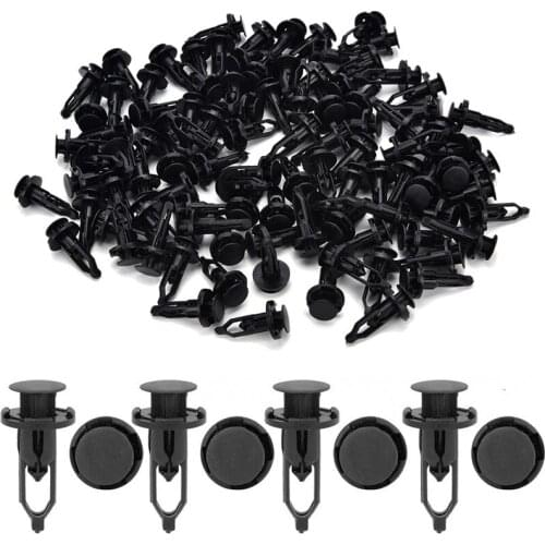 New 100X 9mm Black color Car Door Trim Fender Clips Plastic Rivets Fastener for Toyota