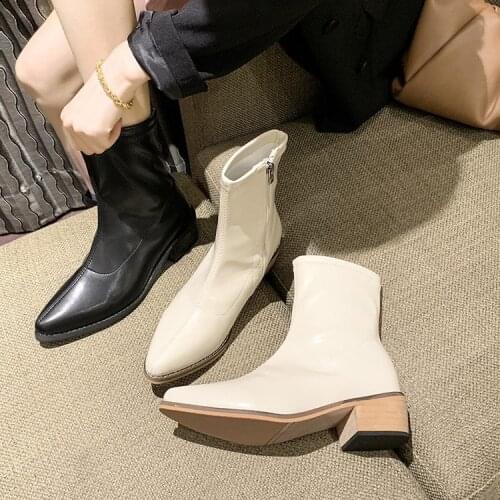 Rock Shoes Woman Womens Mid Calf Boots Low Heels booties Luxury Designer Booties Ladies Chelsea Boots-women Round Toe