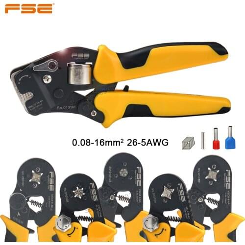 0.08-6/10/16mm2 26-5AWG Tubular Wire Connector Crimp Plier Tube Terminal Ferrules Crimper Electrican Crimping Tools Kit