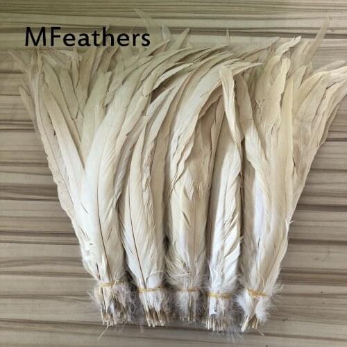 Wholesale 100pcs/lot natural Beautiful Rooster feathers 30-35cm Raw white color chicken Feather diy handmade carnival decoration