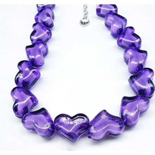 FishSheep Fashion Acrylic Heart Beads Choker Necklace For Women Hiphop Resin Geometric Collar Necklace Boho Party Jewelry Gifts