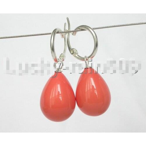 Prett Lovely Womens Wedding Dangle 15*12mm drip pink sea shell pearl earring 925 Loop e1503 jewelry
