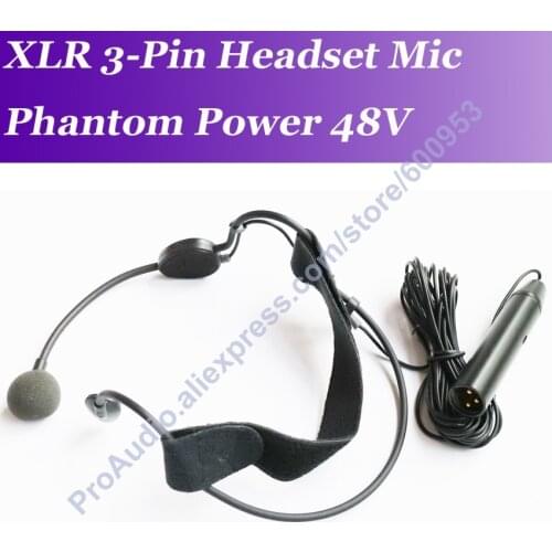 Professional MICWL ME3 48V Phantom Power Mic Headset Headworn Microphone XLR Male 3Pin 5m cable