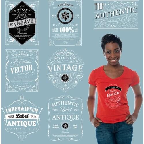 Simple patterns Iron on patches Garment Accessories Stickers on Clothes Washable Heat Transfer PVC Patch Letter Stickers