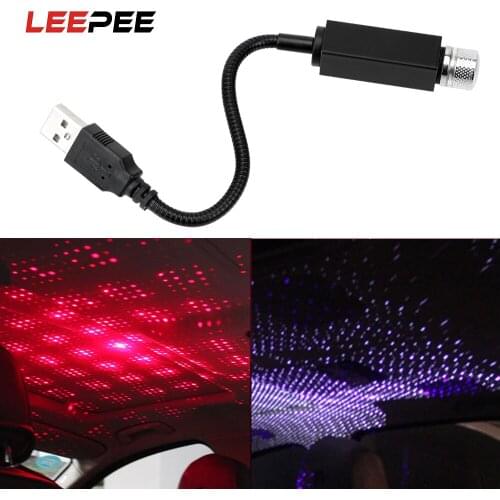 LEEPEE Adjustable Multiple Lighting Effects USB Decorative Lamp Atmosphere Galaxy Lamp LED Car Roof Star Night Light Projector