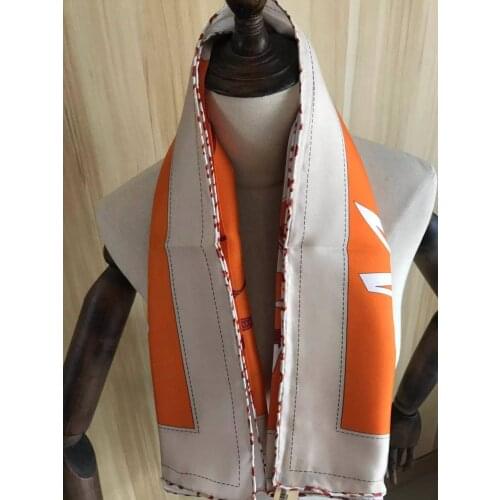 2021 New Arrival Fashion Elegant orange 100% silk scarf 90*90 cm square shawl twill wrap for women lady girl