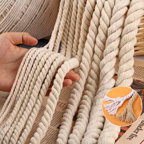 100% Cotton Cords 3 Shares Twisted Cotton Rope for Bag Home Decor DIY Home Textile Accessories 5/6/8/10/15/18/20mm