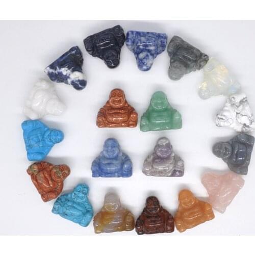 1.2" Buddha Statue Natural Healing Crystal Reiki Chakra Figurine Spiritual Stone Carved Home Decoration