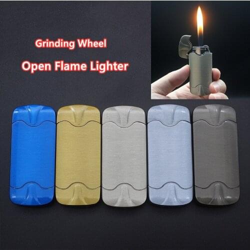 Creative Grinding Wheel Open Flame Inflatable Gas Metal Lighter Cigarette Accessories Gadgets For Men