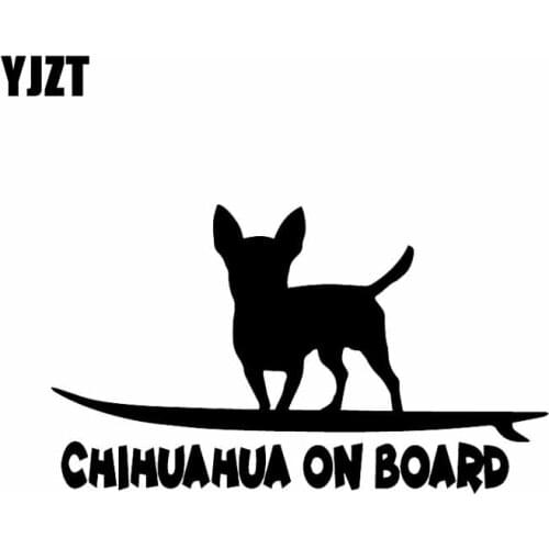 YJZT 16.2X9.4CM Vinyl Car Sticker Chihuahua On Board Funny Dog Breed Car Window Decal Black/Silver C24-1622