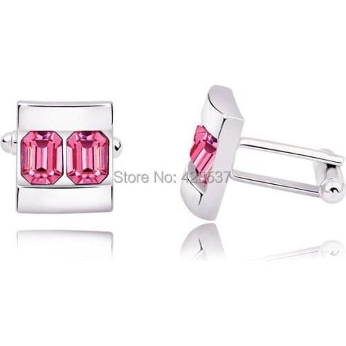 Free Shipping 925 Silver Austria Crystal Rhinestones Father Day Men Cufflinks for Gifts
