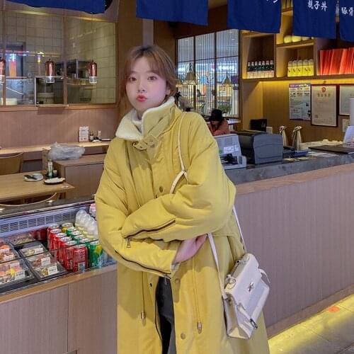 2021 New Arrival Wool Liner Parka Coat Fashion Single Breasted Adjustable Waist Casual Women Jacket Long Warm Parkas Zipper Wint