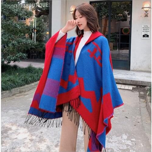 130*150CM travel scarf womens colorful stripes travel wear photo warm hooded cloak shawl