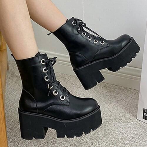 Spring And Autumn Hot Sale Korean Style Short Tube Cross Strap 8 Cm Thick Bottom Fashion Temperament Lady Martin Boots