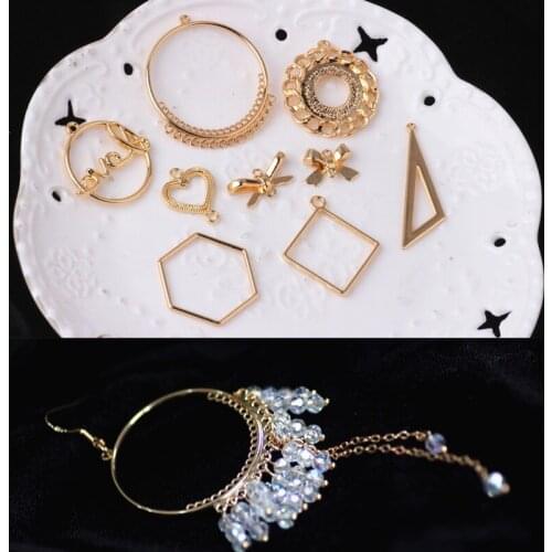 10pcs Korean Alloy Double Hanging Bow Love Earring For Women Girls Party Jewelry Material Bracelet Pendant Jewelry Accessories