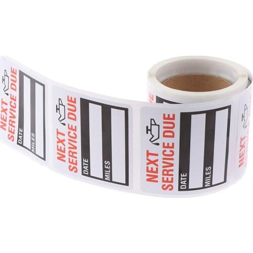 100Pcs/Roll Oil Change Maintenance Service Reminder Stickers Window Sticker Adhesive Labels Car Sticker "NEXT SERVICE DUE"