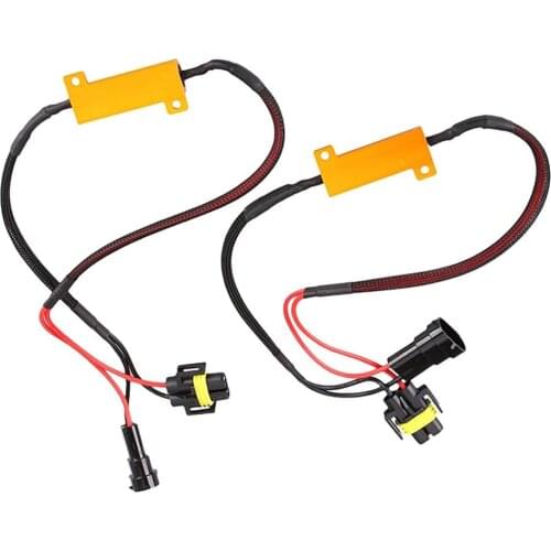 2 pcs H11 50W 6 Ohm Load Resistor Wiring Harness Warning Error Decoder Canceler Decoder Anti-flicker for LED Headlights