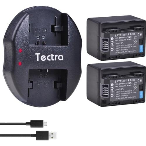 BP-727 BP727 Battery + USB Dual Charger for Canon VIXIA HF R30 M50 M52 500 M56 M506 R36 R38 R306 R400 R500 R600 R60