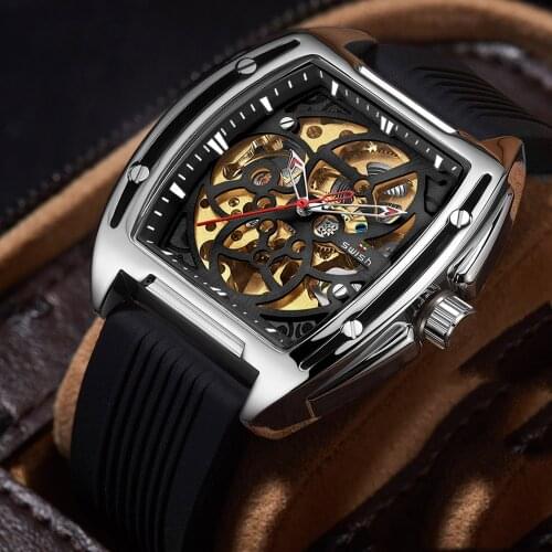 Luxury Automatic Watches Men Fashion Tourbillon Mechanical Wristwatch Waterproof Silicone Sports relogio masculino SWISH Design