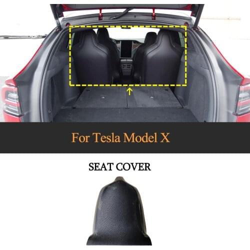 Carbon Fiber Car Seat Back Cover For Tesla Model X 2016 - 2019 Right and Left Seat Trim 2 PCS