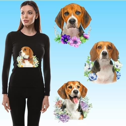 Flower dog cute animal patterns DIY Appliques Patches for clothing Heat Transfer Heat-sensitive patches Heat Transfer PVC Patch