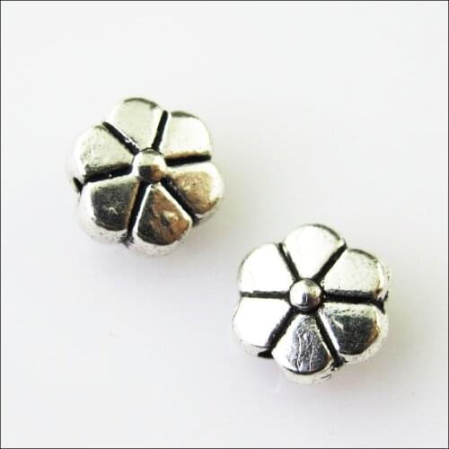 40Pcs Antiqued Silver Color Flower Pumpkin Spacer Beads Charms 7mm