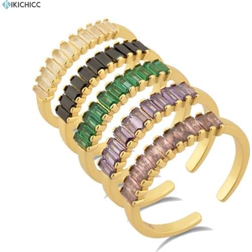 Kikichicc 925 Sterling Silver Colorful Zircon Resizable Rings Green Purple Round CZ Luxury Jewelry New 2020 Fine Jewelry