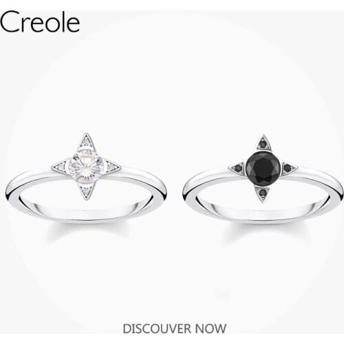 Ring White Black Zircon Stones 925 Sterling Silver 2021 Brand New Fine Classic Jewerly For Women True Love Forever Bijoux Gift