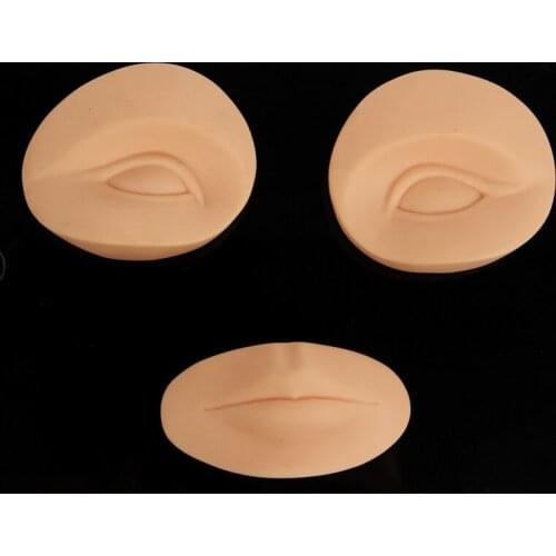 Tattoo Practice Skin 3D Synthetic Skin for Tattoo Professional Permanent Makeup 2 Eyes With 1 Lips Microblading Tattoo Accessory
